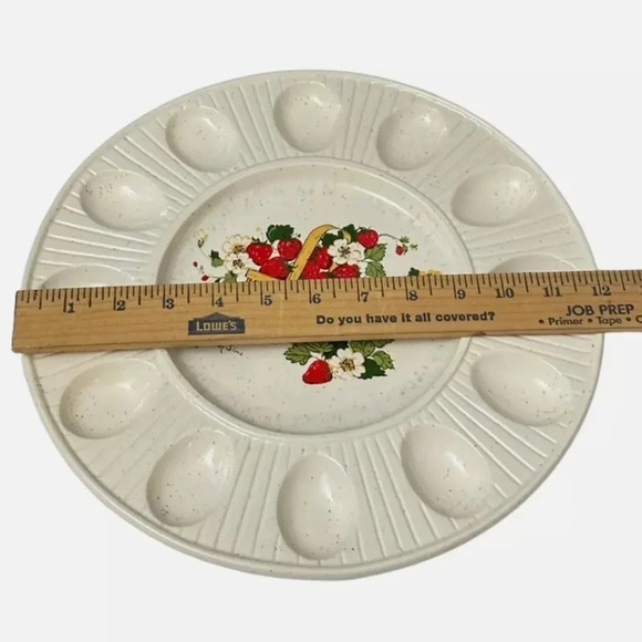 Cindy Sims | Vintage MCM Strawberry Pattern Deviled Egg Plate Dish. Made in USA. - Picture 5 of 7